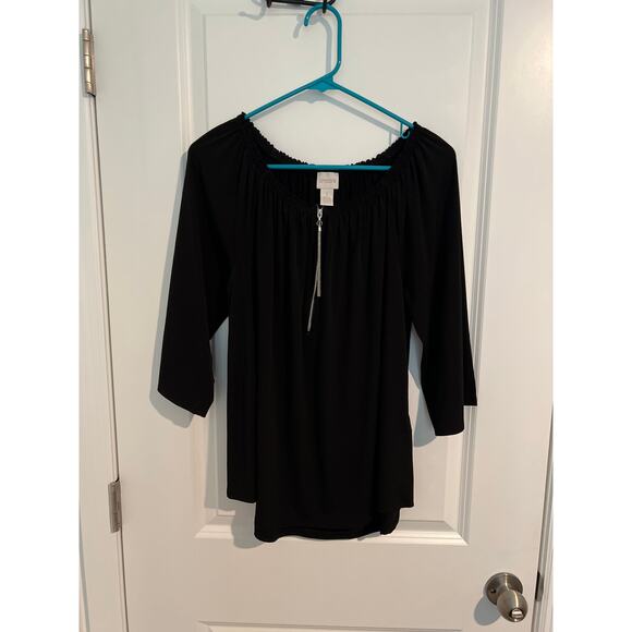 Chico's Knit Kit Off-the-Shoulder Zip Top – Size 1 (S/8) - Picture 1 of 5
